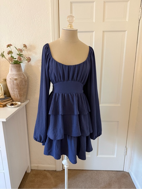 Dry Goods Dresses & Skirts - Dry Goods Blue Tiered Long Sleeve Dress
